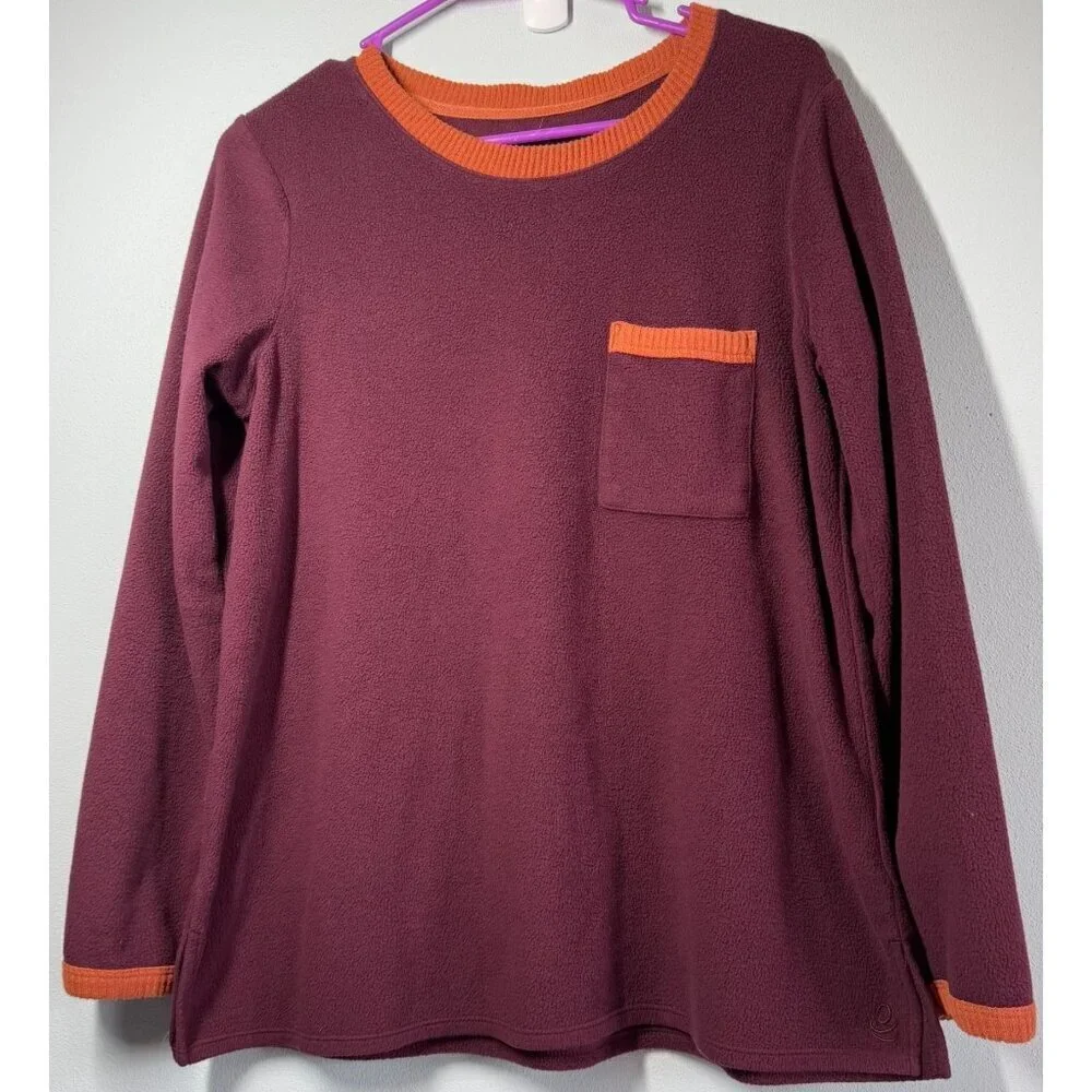 Cuddl‎ Duds Womens Pocket Fleece Pullover Lounge Top Size Small